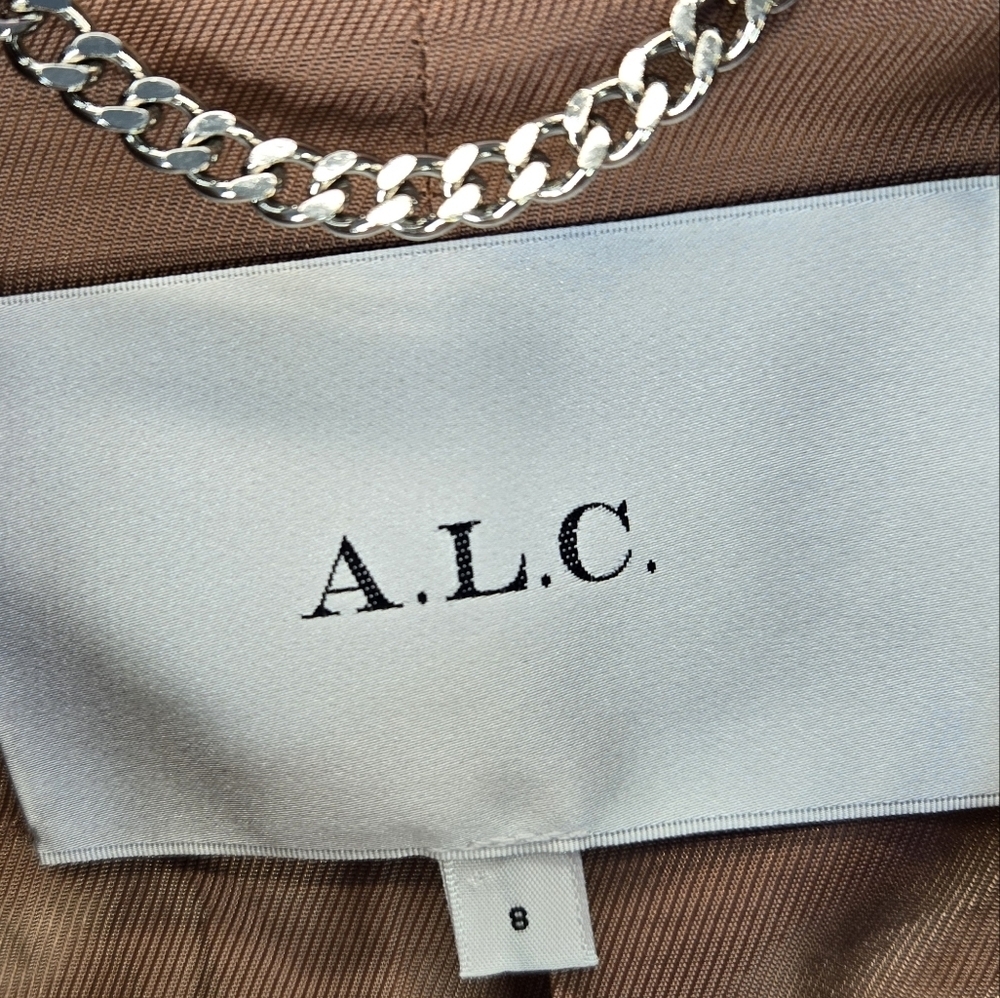 A.L.C. Women Maverick Coat Jacket Blazer Sz 8 Tan-Orange Long Line Lace Up Cinch - Picture 6 of 16
